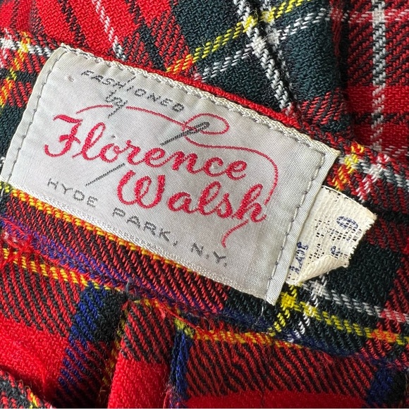 Vintage Florence Walsh Classic Red Scottish Tartan Plaid Wool Pleated Kilt Skirt - Picture 5 of 10